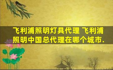 飞利浦照明灯具代理 飞利浦照明*总代理在哪个城市.